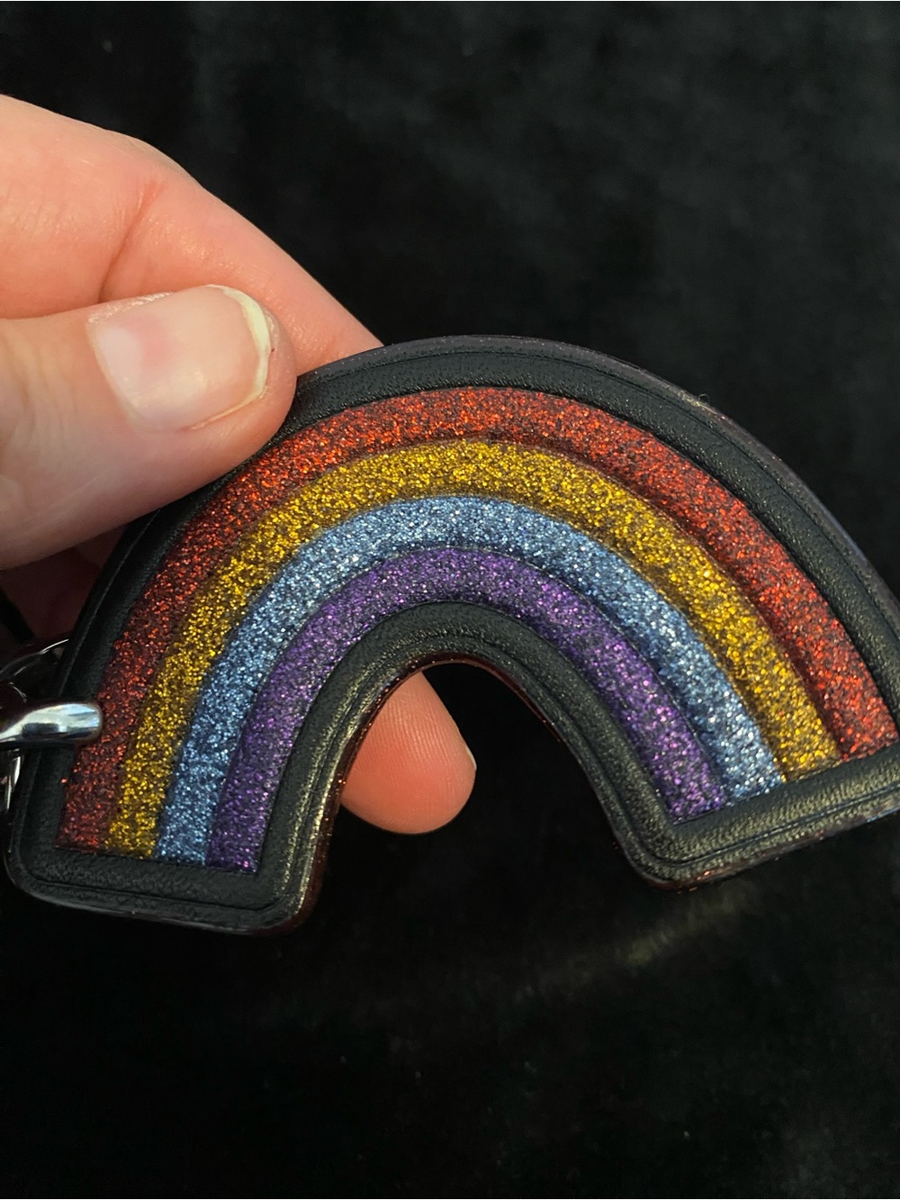 Coach Glitter Rainbow Leather Keychain Fob bag charm - Picture 6 of 6